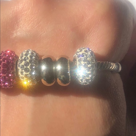 3 white crystal beads - for Pandora bracelets - Picture 2 of 6